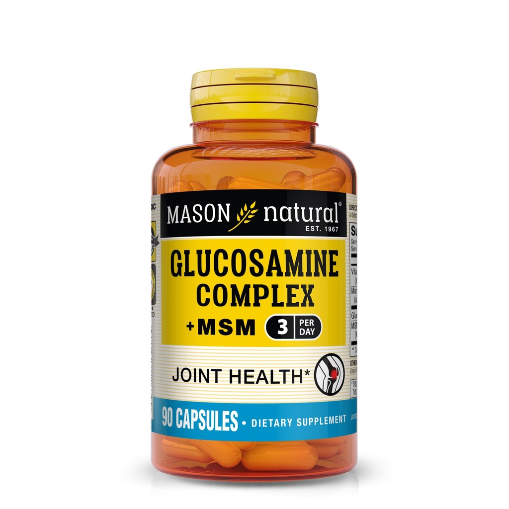 Mason Natural Glucosamine Complex Plus MSM with Vitamin C - 관절 건강, 향상된 유연성 및 이동성, 90 캡슐 지원