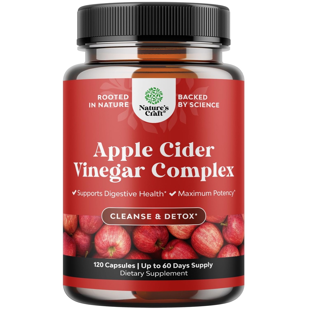 클렌징 Apple Cider Vinegar 캡슐 - Gut Cleanse 및 Detox 알약과 Cayenne을 슬리밍하여 소화 건강 - Gut Cleanse 및 Full Body Detox (60 인분)에 대한 추가 강도 ACV 캡슐