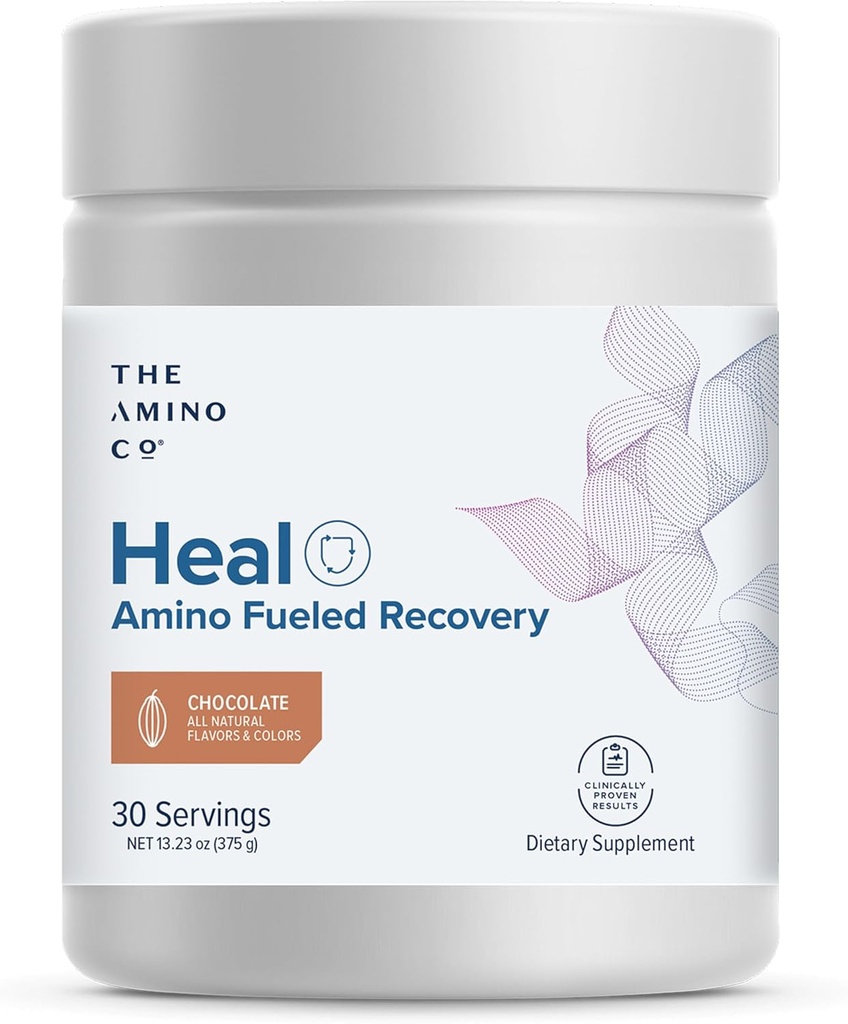 Amino Co. - Heal - 순수한 Eaaa 아미노산 공식을 가진 포스트 운동 회복 음료 - 능률적인 근육 수선을 위한 크레아틴 Monohydrate 분말, 채식주의자 및 초콜릿 풍미에 Keto-Friendly - 13.23oz.