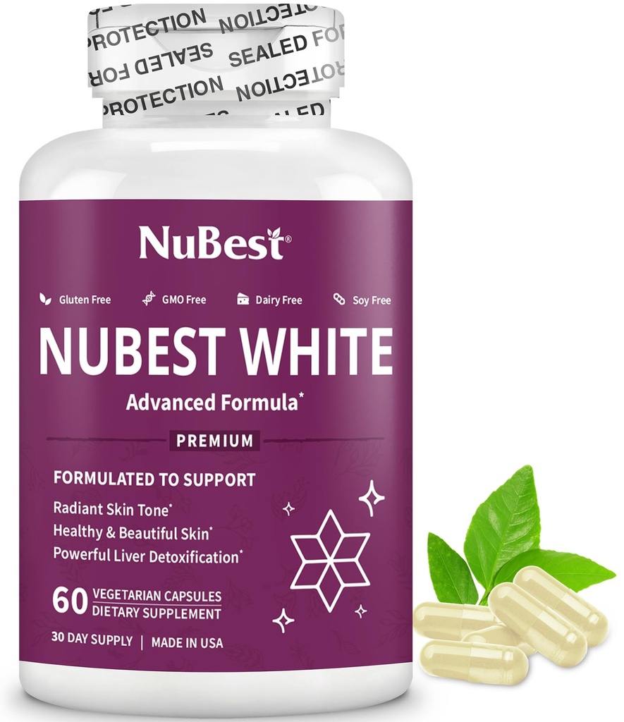 NuBest White - 글루타티온 400mg & 밀크 이틀 추출물 - 피부 Brightening 보충교재 - 아름다운 도움 및 레이디언트 피부 - 산화 방지제 보충교재 & 해독 | 1 달 공급