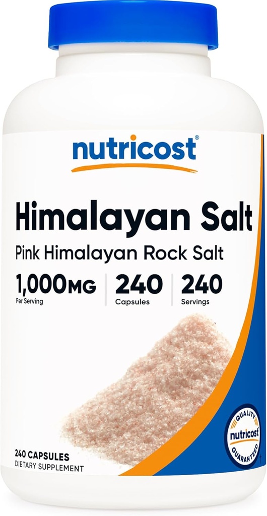 Nutricost 핑크 Himalayan 소금 캡슐 1000mg, 390mg 나트륨, 240 캡슐 - 비 GMO, 글루텐 무료