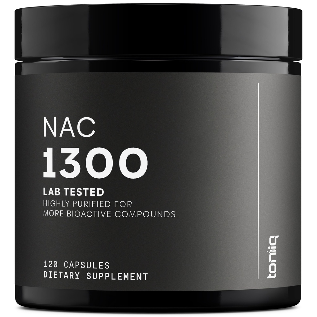Toniiq 1300mg NAC - 2 개월 공급 - 최소 98 % + 시험된 순수성 - 매우 고강도 Bioavailable NAC Cysteine 보충교재 - 120 채식주의자 N Acetyl Cysteine 캡슐 - 실험실에 의하여 시험되는 TQ