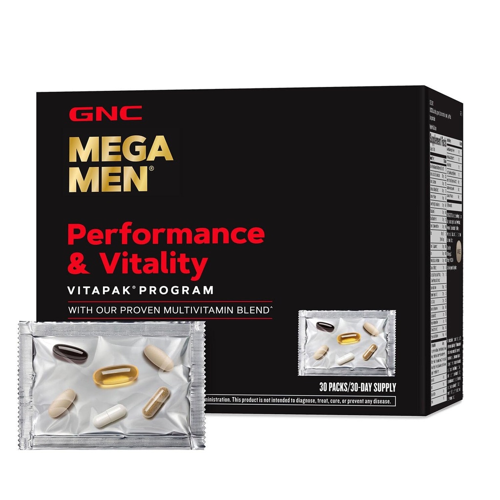 GNC 메가 남자 성과와 활력 Vitapak 프로그램, 편리한 완전한 영양, 1개의 소포, 순환, 혈액 교류, 전립선 건강, 성기능, Horny Goat Weed, 30 팩에 있는 5개의 제품