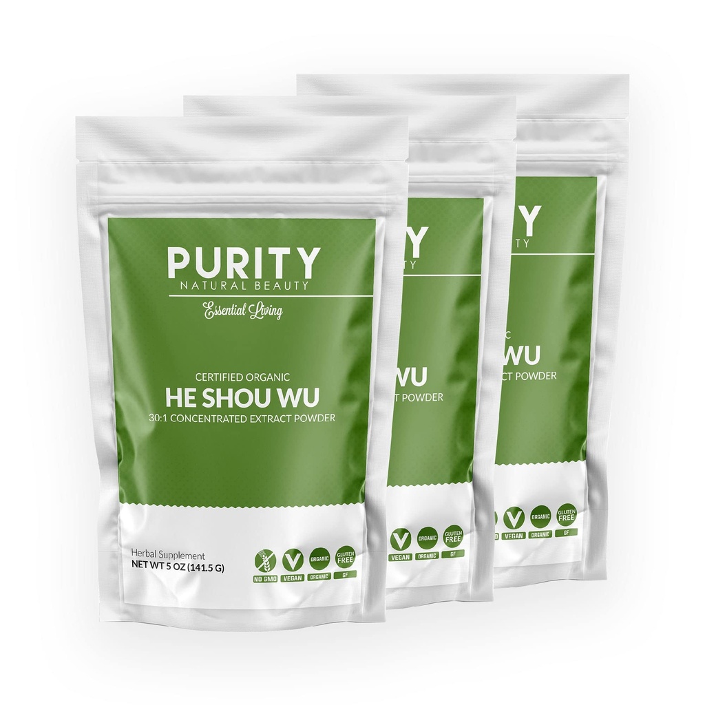 인증 유기 He Shou Wu - 30 : 1 농축 Fo-ti의 큰 5oz 가방 - 유기 Foti 추출물 - Fo ti He Shou Wu 유기 (3-15 Ounces 포장)