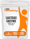 BulkSupplements.com Lactase 효소 (3000 ALU) 분말 - Lactase 효소 보충, 소화 지원 - 글루텐 무료, 서빙 당 1g, 500g (1.1 lbs) (팩 1)