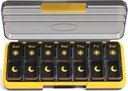 Zoksi Am Pm Pill 주최자 7 일, Weekly Pill Box 2 Times Day, 별도의 Compartment가있는 약 알약 주최자, 비타민, 생선 기름, 약 (검정)을위한 여행 알약 케이스 디스펜서 휴대용