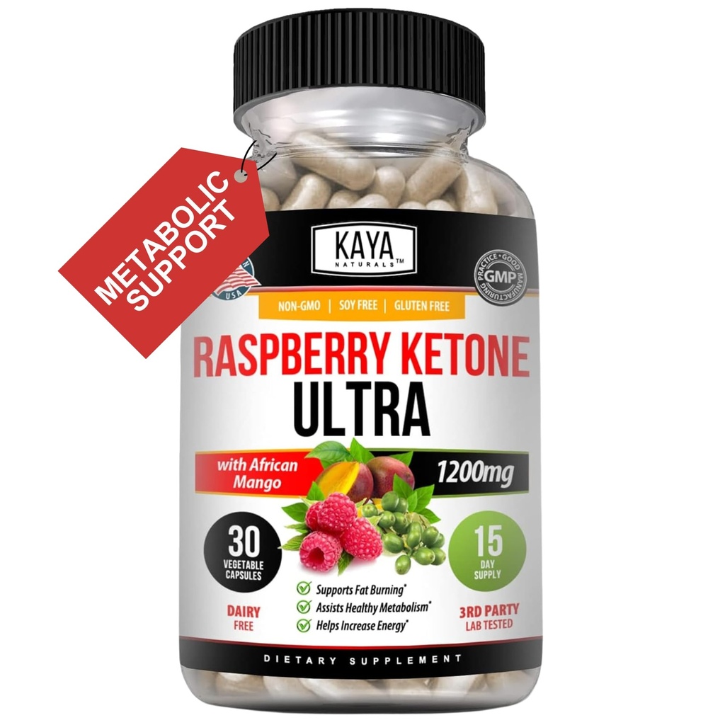 Kaya Naturals Keto Diet Raspberry Ketone - 체중 감량 보충, 식욕 제어, Boost Metabolism - 30 카운트 ...