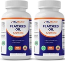 Vitamatic 2 팩 Flaxseed 기름 1200mg 120에서 찬 압박된 Flax씨 - 심장 건강을 개량하는을 위한 ALA 오메가 3 지방산의 675 mg