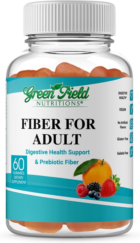 Greenfield 영양: 소화 & Gut 지원을 위한 Prebiotic Soluble Chicory에서 성인을 위한 Halal 섬유 Gummies, 면역 지원, 비 GMO, 젤라틴 자유로운, 글루텐 자유로운 60 조사, Halal 비타민