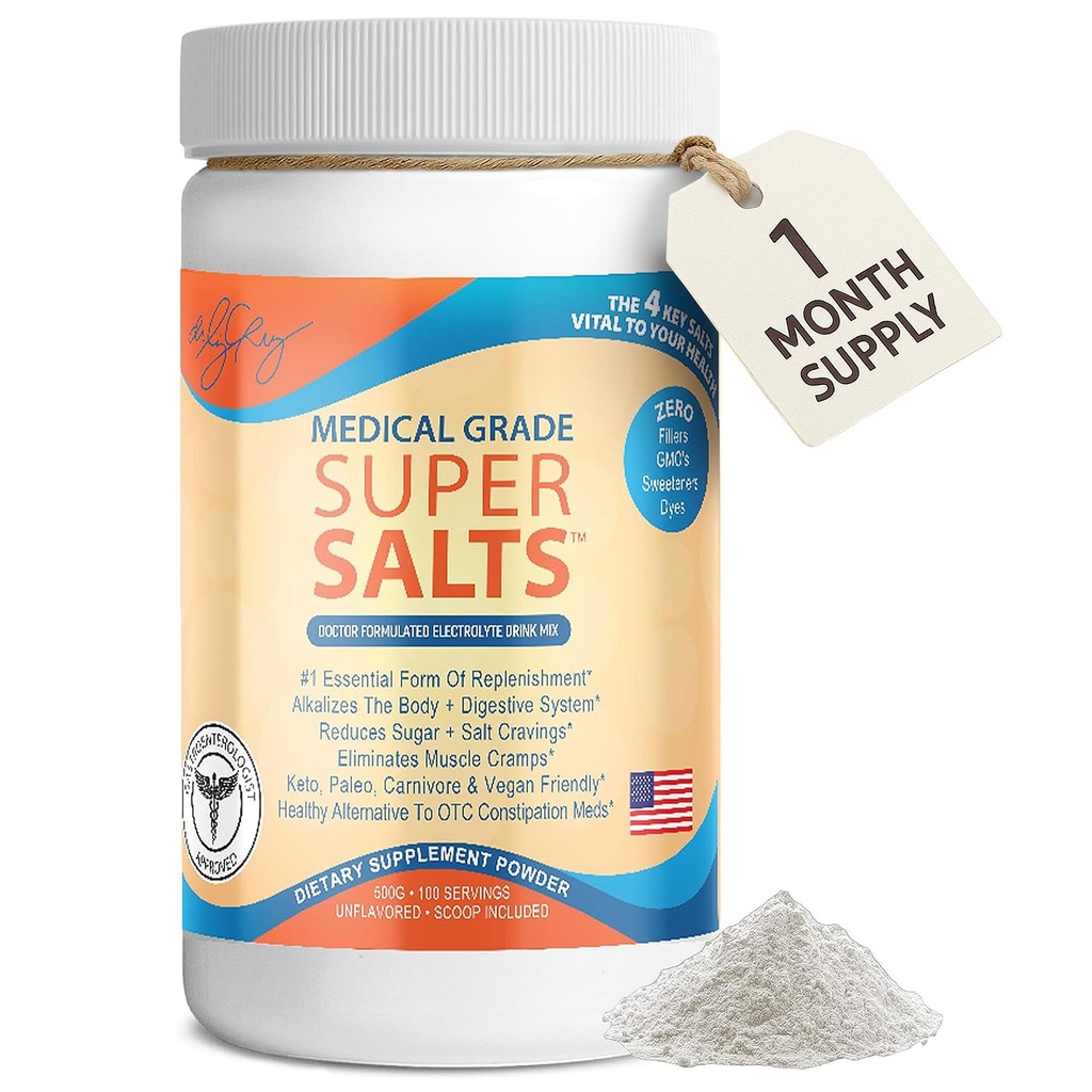 Liz Cruz Super Salts 박사 - 전해질, 수화 분말 w / 나트륨, 마그네슘, 칼슘, 칼륨, Curbs Cravings, 설탕 또는 인공 향료 없음