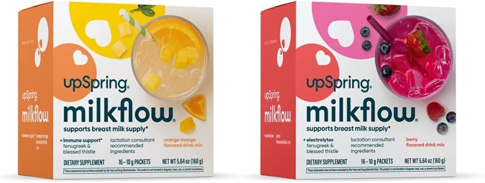 UPSpring Milkflow Electrolyte Breastfeeding Supplement Drink Mix with Fenugreek | Berry and Orange Mango flavor | 건강한 모유 우유 공급 및 복원을 촉진하는 Lactation 보충