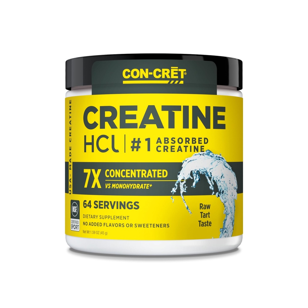 CON-CRET Creatine HCl Powder | 근육,인지, 세포 에너지 지원 | Bloating or Cramps | USA Made & NSF 인증 | 불확실한 (64 서빙)