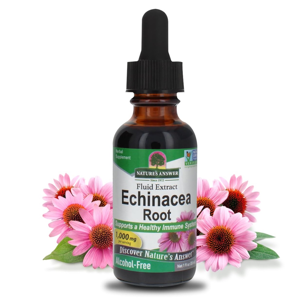 자연의 답변 Echinacea 알코올 무료 추출물 1 유체 오닉스 | 전반적인 웰빙을 촉진 | 천연 면역 부스터 | Inflammatory Reducer