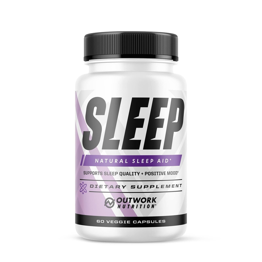 Outwork Nutrition Sleep Aid - 자연 Melatonin, L-Theanine, Saffron Extract - 성인을위한 수면 보충제 - Boosts Sleep Quality & Time, 긍정적 인 Mood 강화 - 60 Veg 캡슐 (Not Gummies)
