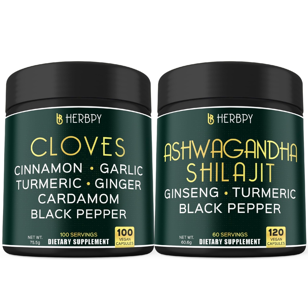 번들 7in1 Cloves 보충 및 5in1 Ashwagandha Shilajit