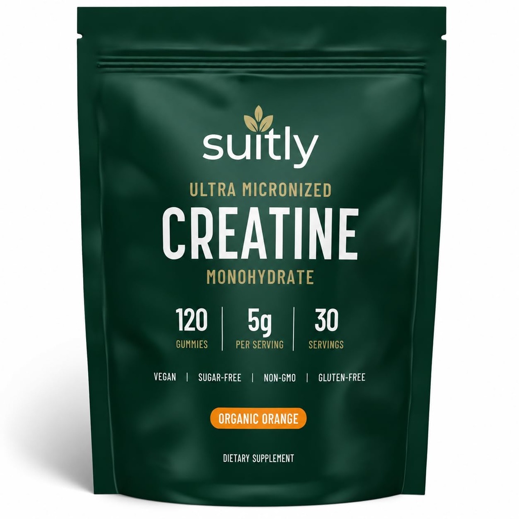 Suitly Ultra-Micronized Creatine Gummies 5g per Serving, 120 Count, Orange