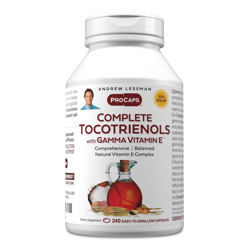 ANDREW LESSMAN Gamma 비타민 E 240 Softgels - 비타민 E (Alpha, Beta, Gamma, Delta Tocopherols 및 Tocotrienols)의 8 가지 양식을 완료하십시오. 강력한 산화 방지제. 없음 첨가제