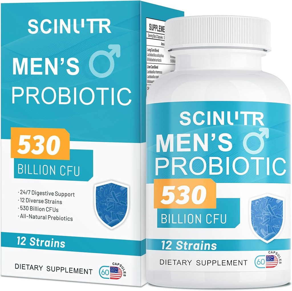 남자, 530 억 CFUs & 12 Strains, Turmeric Cranberry & Goji와 프로 바이오 틱, 남자를위한 Gut 건강, 소화 건강, Microbiome, Colon, & 면역 건강, 30 일 공급 지원