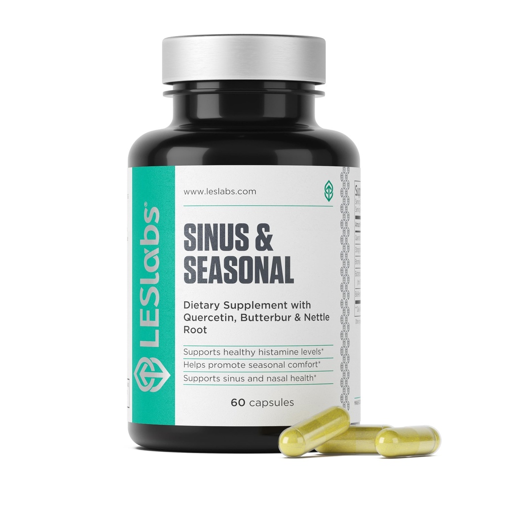 LES Labs Sinus & Seasonal – Sinus Relief, Nasal Health, Balanced Histamine Response, Clear Lungs & Respiratory Health – Butterbur, Quercetin, Nettle Root & Bromelain – Non-GMO 보충교재 – 60 캡슐