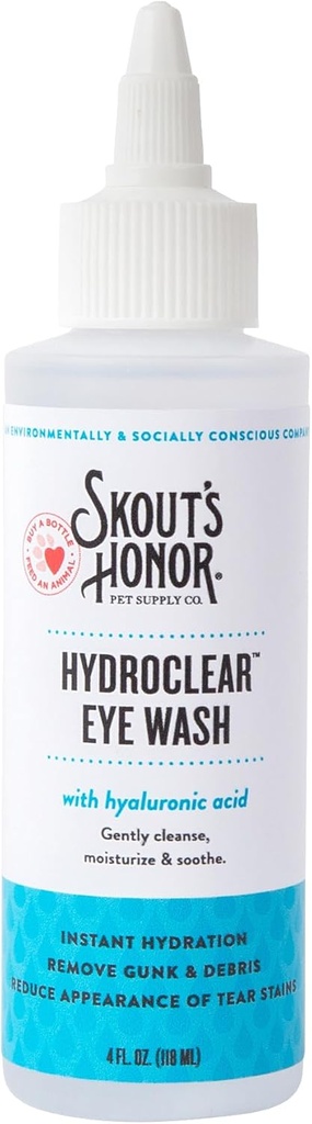 Hyaluronic 산, 4oz 병을 가진 SKOUT'S HONOR HydroClear 눈 세척 - 비 독점적인, 개 & 고양이를 위한 매일 눈 배려