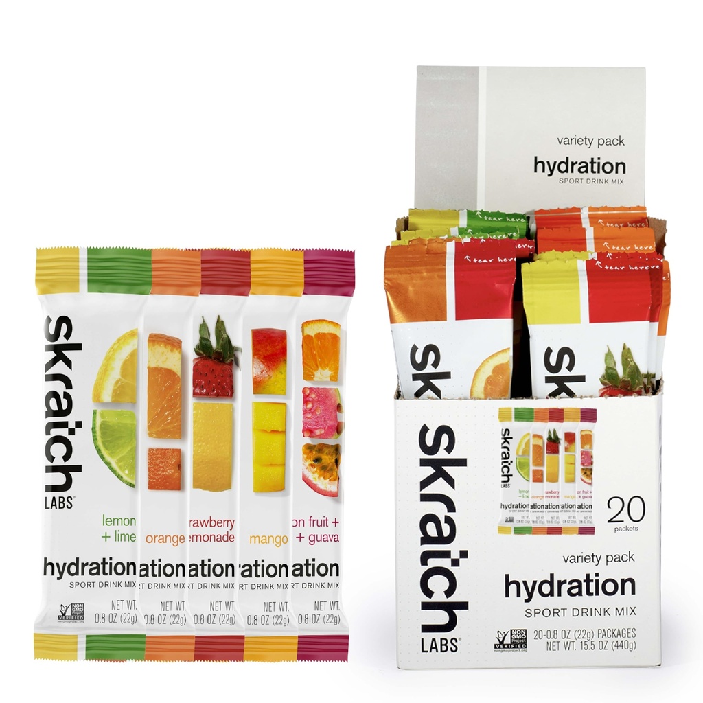 Skratch Labs Hydration Packets - Hydration Drink Mix, Variety Pack (20 Single Serving Packets) - Athletes 및 Sports Performance, Gluten Free, Vegan, Kosher 개발된 Electrolyte Powder
