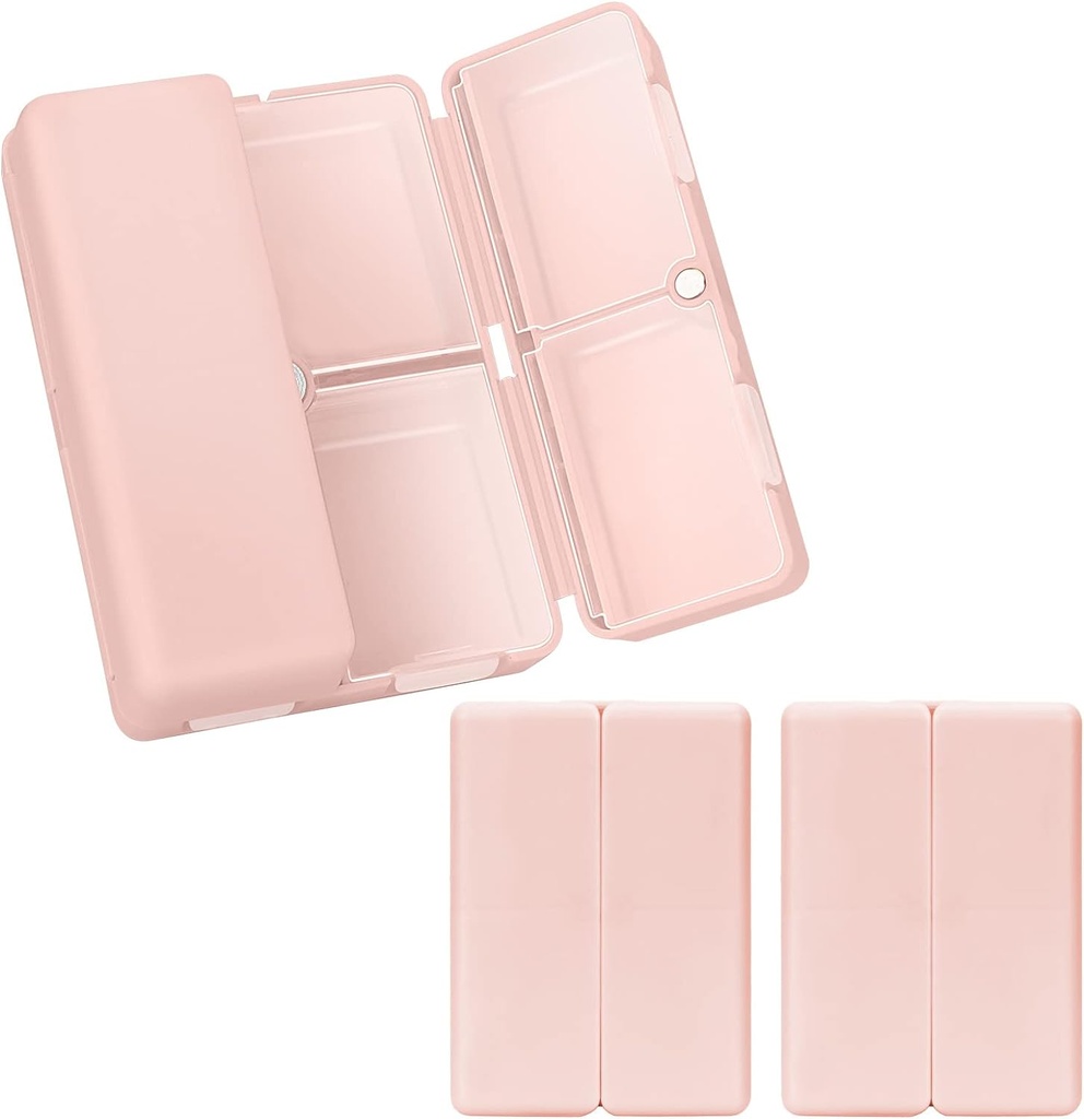 FYY 매일 알약 조직자, 2 PC 7 격실 휴대용 알약 케이스 여행 알약 조직자, [Folding 디자인] 비타민을 붙들기 위하여 지갑 주머니를 위한 알약 상자, 담 간결 기름, 보충교재 및 약물 분홍색