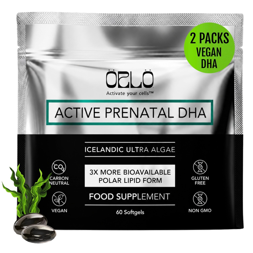 Orlo PRENATAL DHA - Prenatal DHA 오메가 3 보충 - 트리플 힘 Omega3s - Vegan DHA & EPA 조류 오메가-3 기름 - 임신 중 뇌 발달 지원 (120 소형 Softgels)