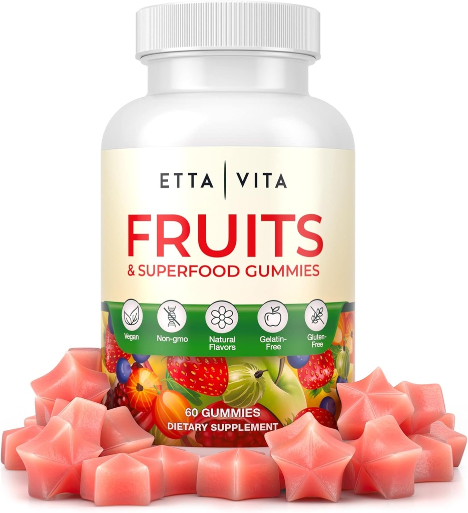 Superfruits Gummies는 Bloating & Gut 건강을 위한 보충교재, 성인 & 아이를 위한 9개의 Superfruits 보충교재, 교원질 승압기 - Immunity & 산화 방지제 지원, 비 GMO, Pectin 기초, 글루텐 자유로운, 캡슐 없음