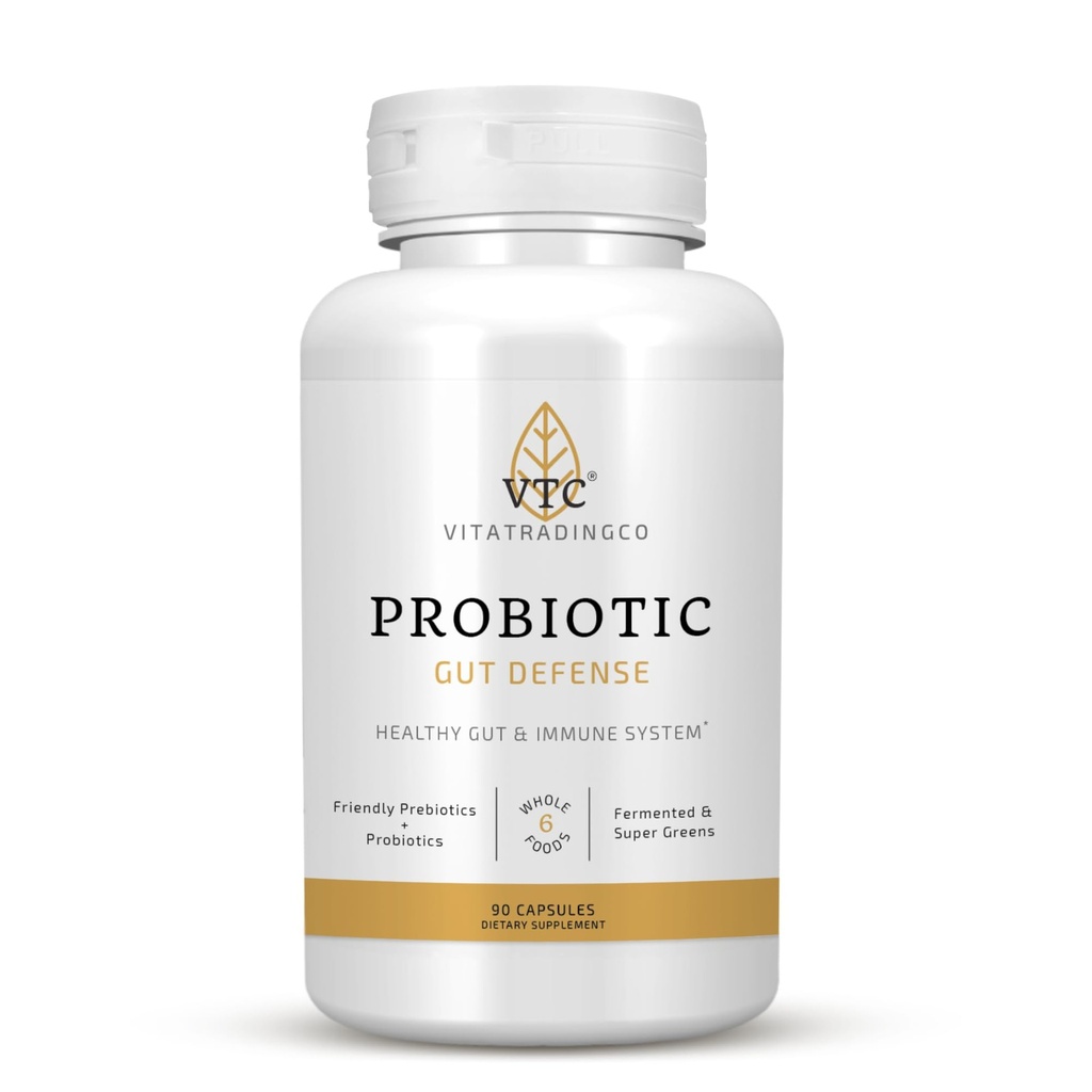 VTC VitaTradingCo. Probiotic Gut Defense | 구트 건강 및 소화를 위한 프로바이오틱스 및 프리바이오틱스 | 1억 CFU