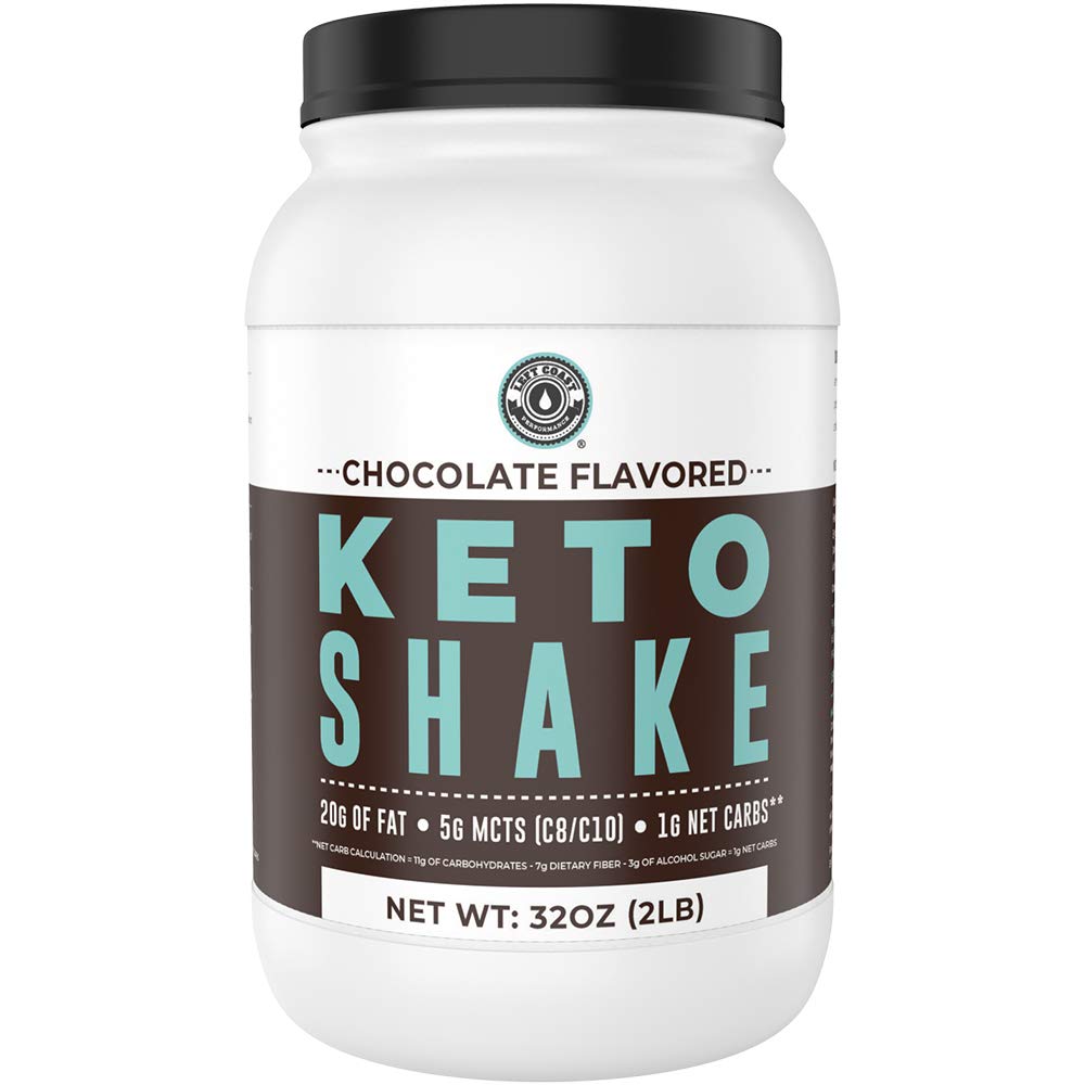 Keto 식사 보충 Shakes, 초콜렛, 2lbs의 낮은 Carb Keto 단백질 Shake 혼합, MCT 분말, 잔디 Fed 가수분해된 교원질 펩티드, Keto 아침 Shake, 20g 지방, 14g 단백질, 1개의 순수한 Carb, 영 설탕