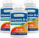최고의 자연 비타민 B6 25mg 250 정제 (250 개)