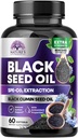 Thymoquinone를 가진 까만씨 기름 캡슐 1000mg - 피부 건강을 위한 순수한 Nigella Sativa & 면역성이 있는 지원, 100% Blackseed 기름, 찬 누르는 까만 Cumin씨의 위 굉장한 적출 - 60 Softgels