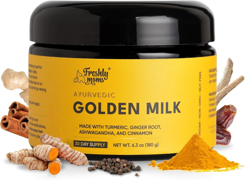 Ayurvedic 골든 밀크 | Superfood Supplement Powder | 천연 면역 지원 | 안심 | 유기농 Ashwagandha, Turmeric, Ginger & More | 30 서빙 - OSH Wellness