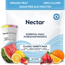 Nectar Hydration Packets - Electrolytes Powder Packets - Sugar Free & 0 Calorie - Dehydration Relief 및 Rehydration (Variety 30 Pack)를 위한 유기 과일 액체 매일 IV Electrolytes 분말