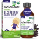 Wellements Organic Elderberry Syrup for Kids | 유기농 엘더베리, USDA 인증 유기농 및 비 GMO로 만든 아기 및 유아용 면역 건강 * 1 년 +, 4 Fl Oz