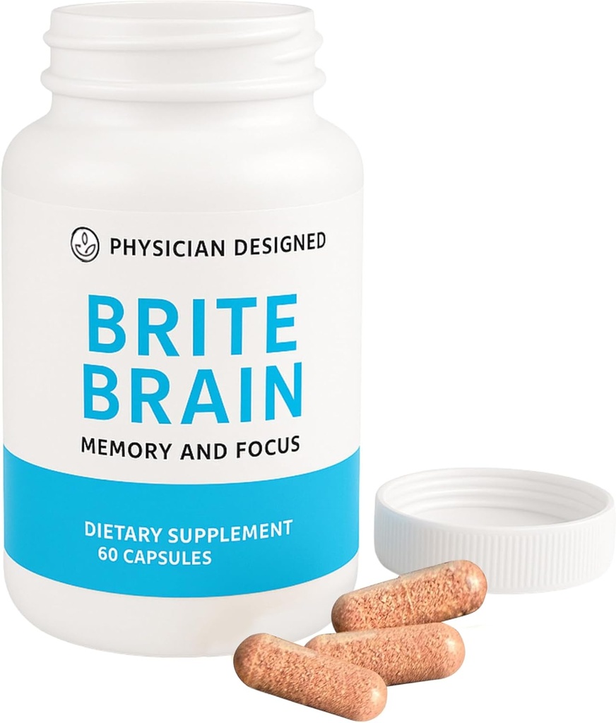 Physician Designed Brite Brain Supplement | 에너지, 초점 및 두뇌 건강에 매우 CoQ10 | 노화 방지| CoQ10 | 모든 연령 | 60 캡슐