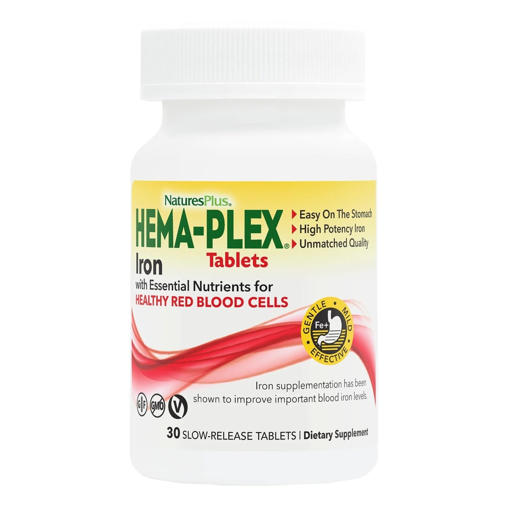 NaturesPlus Hema-Plex Iron - 30 느슨한 정제 - 85 mg 킬레이트 철 - 총 혈액 건강 - 비타민 C 및 Bioflavonoids - 비 GMO, 채식 및 글루텐 무료 - 30 서빙