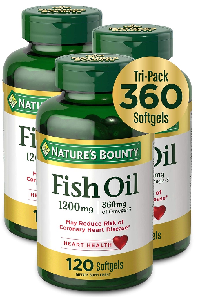 자연의 현상 물고기 기름, 1200mg, 오메가 3의 360mg, 120 (3 팩, 360 합계) Softgels 120 Softgels