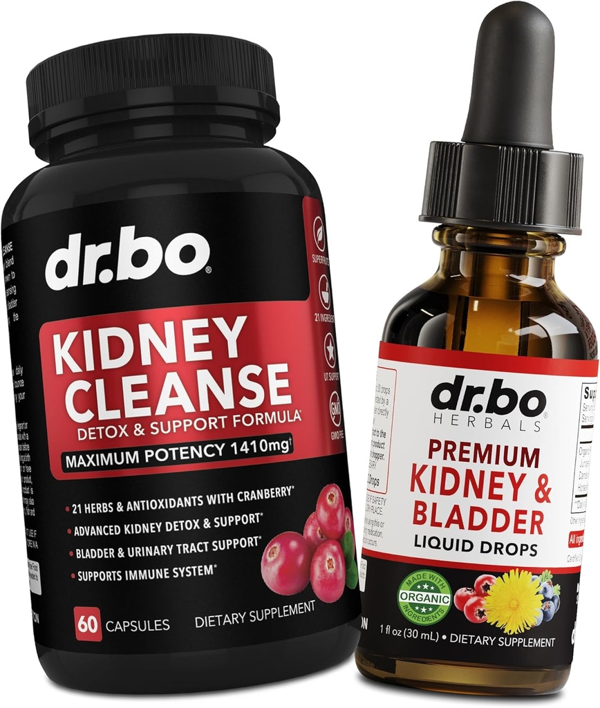 Kidney Cleanse Detox Support Supplement & Bladder Health Drops - 유기 Kidney Bladder 보충제 드롭 및 알약 Juniper Berry Cleavers Dandelion Cranberry - Kidneys Renal & Urinary Tract 보조 식품