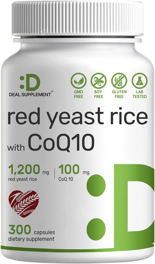 CoQ10, 300 캡슐 - 산화 방지제 지원 - 순수 Monascus Purpureus 분말 소스 - Citrinin Free, Non-GMO