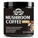버섯 커피, 10 버섯 추출물 분말 혼합 사자 Mane, Reishi, Chaga, Cordyceps, 터키 꼬리, 에너지, 초점, 기억 및 Immunity 150g를 위한 즉시 커피를 가진 뇌 보충교재