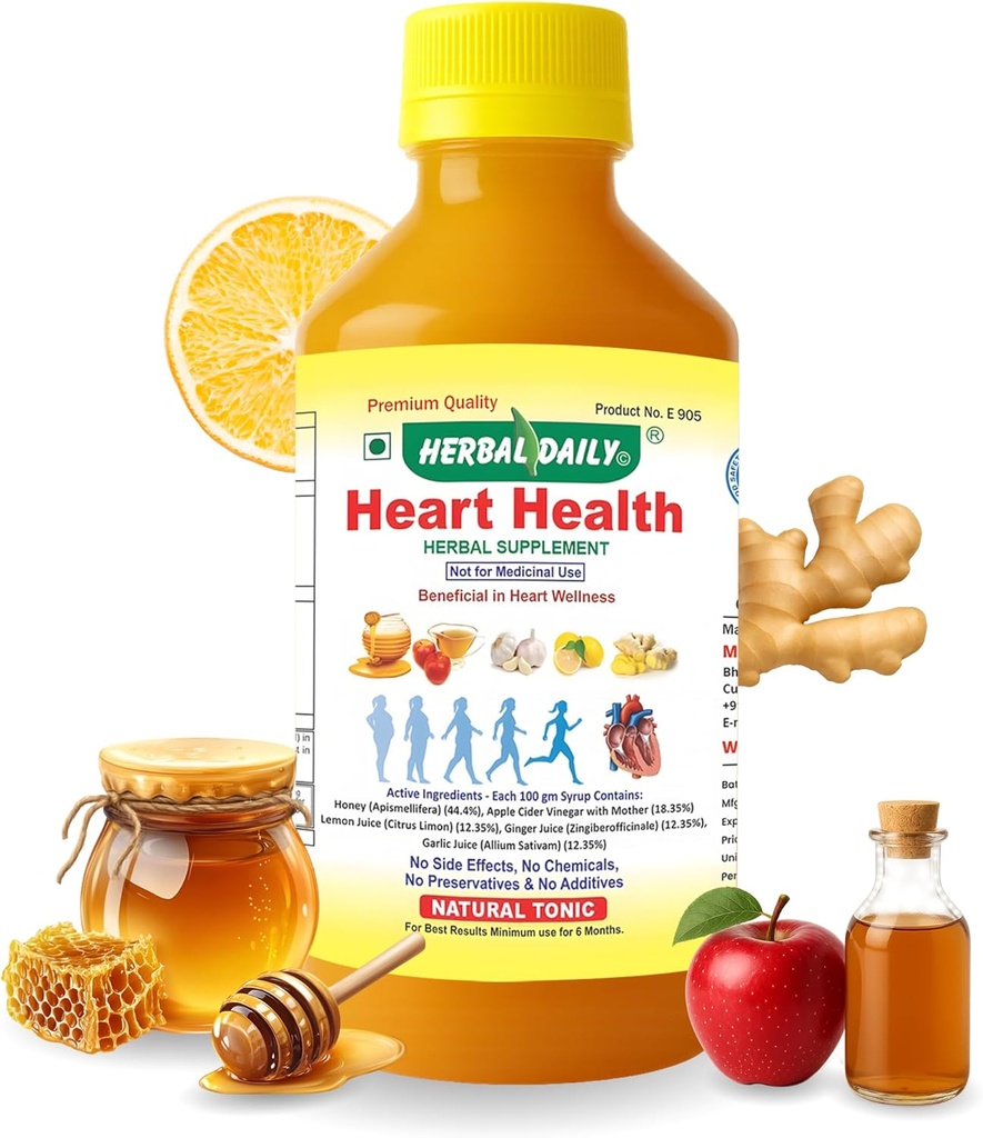 심장 건강 400 ml 다이어트 보충 - 심장 건강과 낮은 콜레스테롤을 지원 - 애플 Cider Vinegar (ACV), 마늘 주스, 생강, 레몬, 꿀 - 1 병