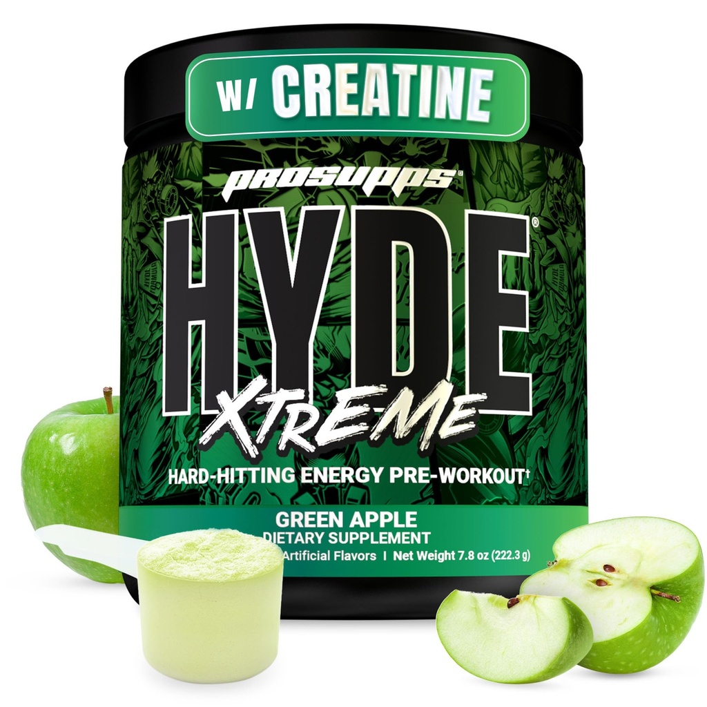 PROSUPPS Mr. Hyde Xtreme Pre Workout Powder with Creatine, Beta Alanine & Caffeine - Extreme Energy, Pumps, Focus & Performance - 남성 및 여성을위한 피트니스 및 체육관 보충제 (Green Apple, 30 서빙)