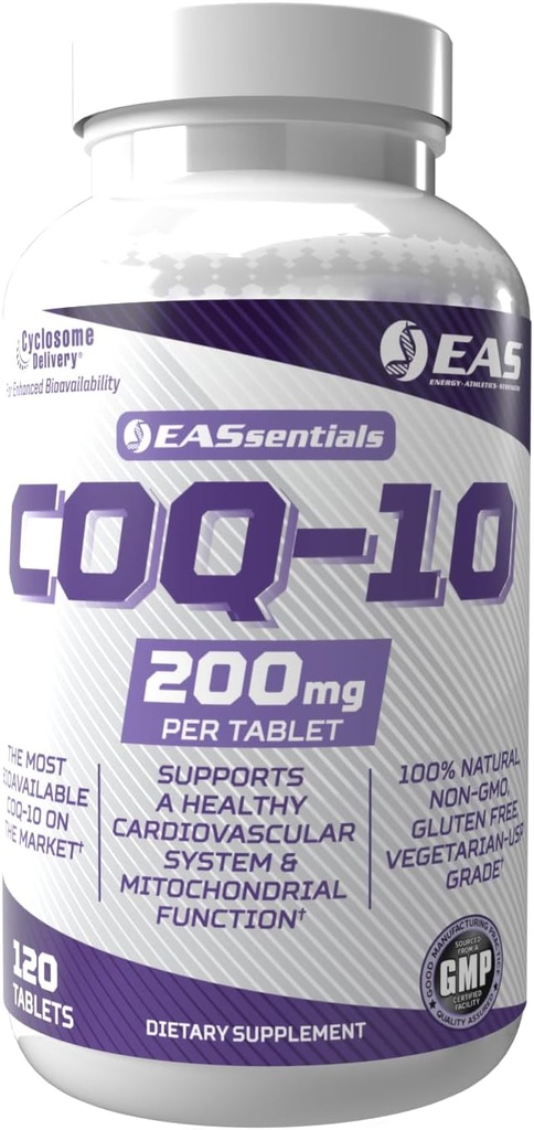 실험 및 응용 과학 COQ-10 200mg | 산화 지원 심장 건강 및 에너지 생산 | 글루텐 무료, 비 GMO | 사이클로섬 배송으로 더 나은 흡수 | 120 정제