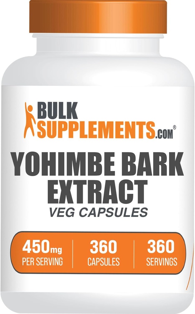벌크Supplements.com Yohimbe Extract Capsules - Yohimbe Bark Extract, Yohimbe Supplements, 초본 보충 교재 - 글루텐 무료, 서빙 당 1 Veg 캡슐, 360 캡슐 (1 팩)