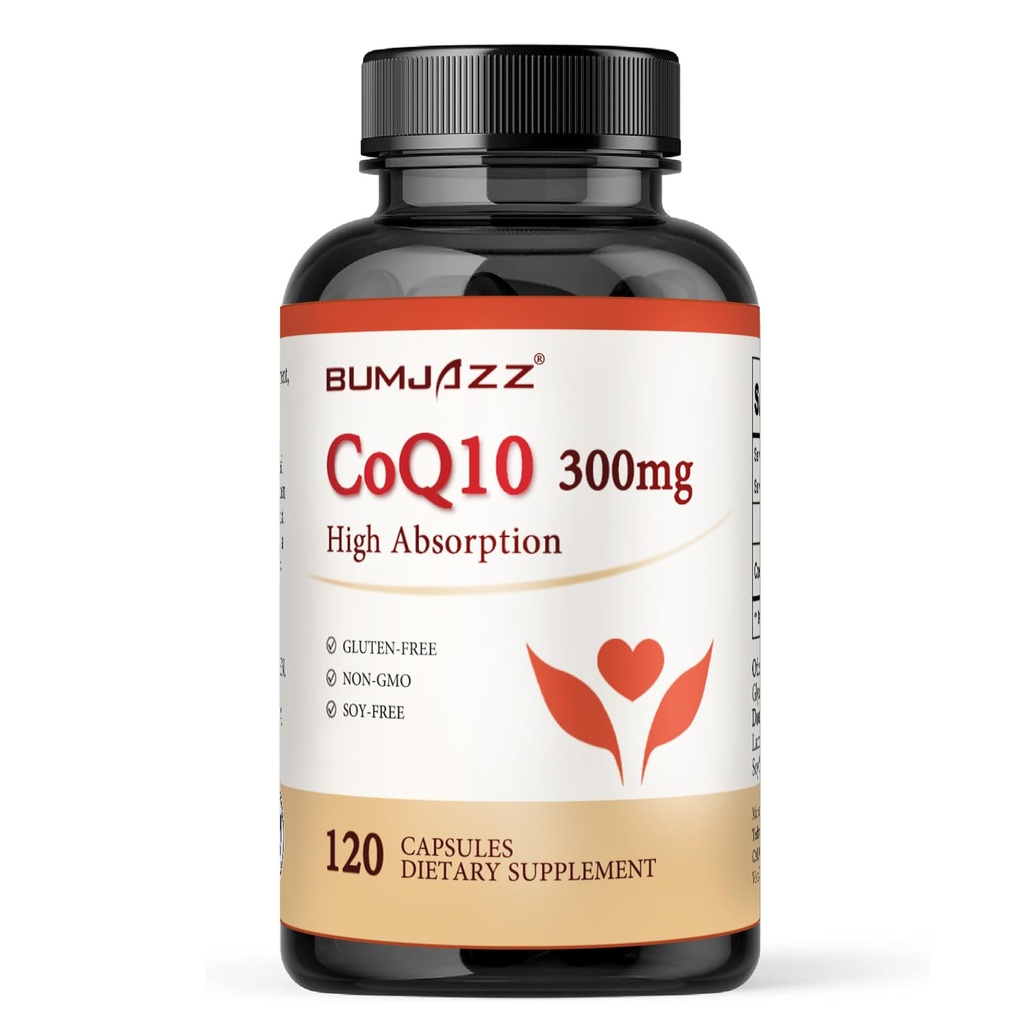 CoQ10 300mg - 120 캡슐 - 높은 흡수 - 비 GMO - 글루텐 자유로운 - Coenzyme Q10 - CoQ10 캡슐