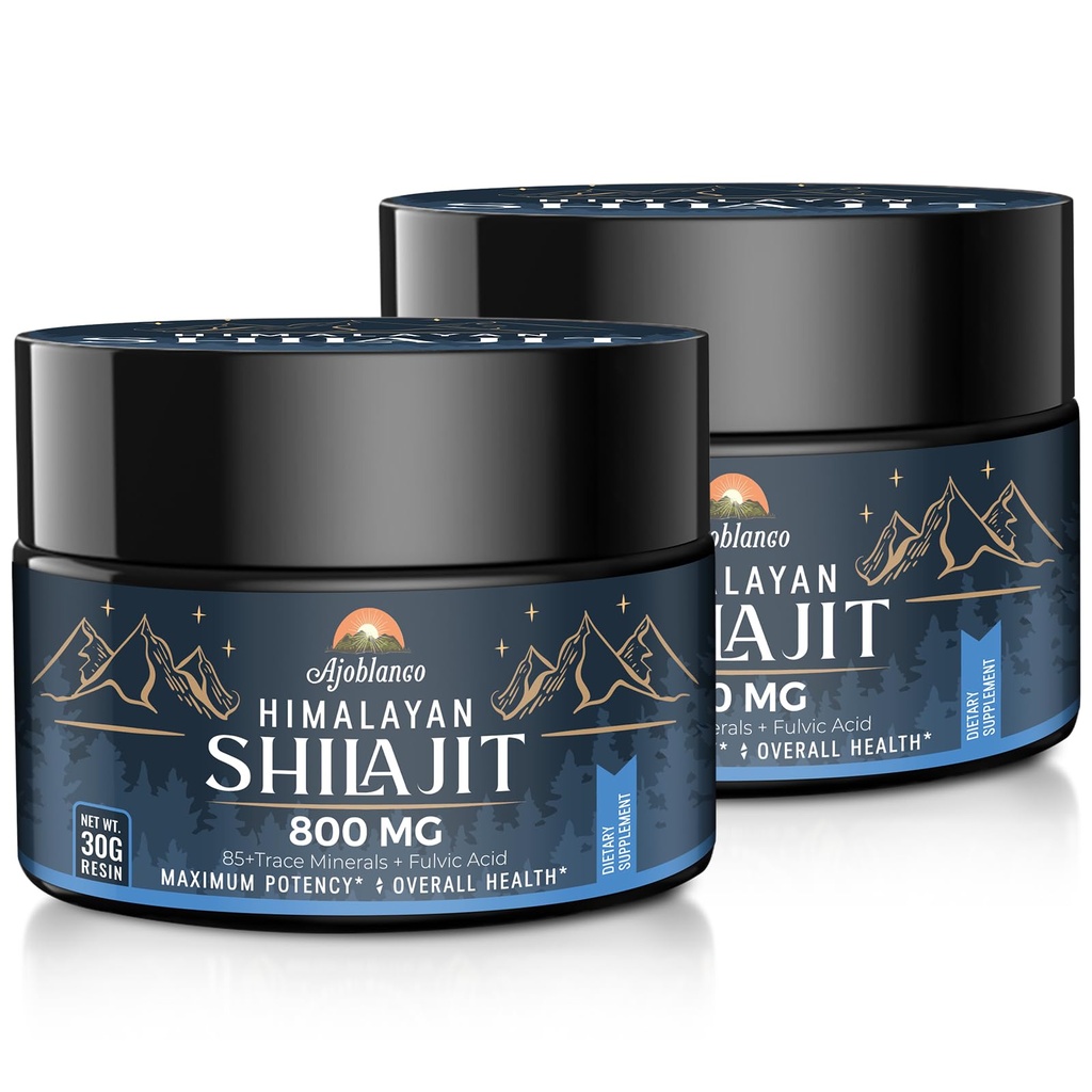 Ajoblanco 800 Mg Himalayan Shilajit 수지, Shilajit 순수한 Himalayan 유기, 순수성을 가진 Shilajit 보충교재, 에너지, 힘 & 면제, 남자 & 여자, 30 그램, 2의 팩을 위한 높은 노출량 & 힘