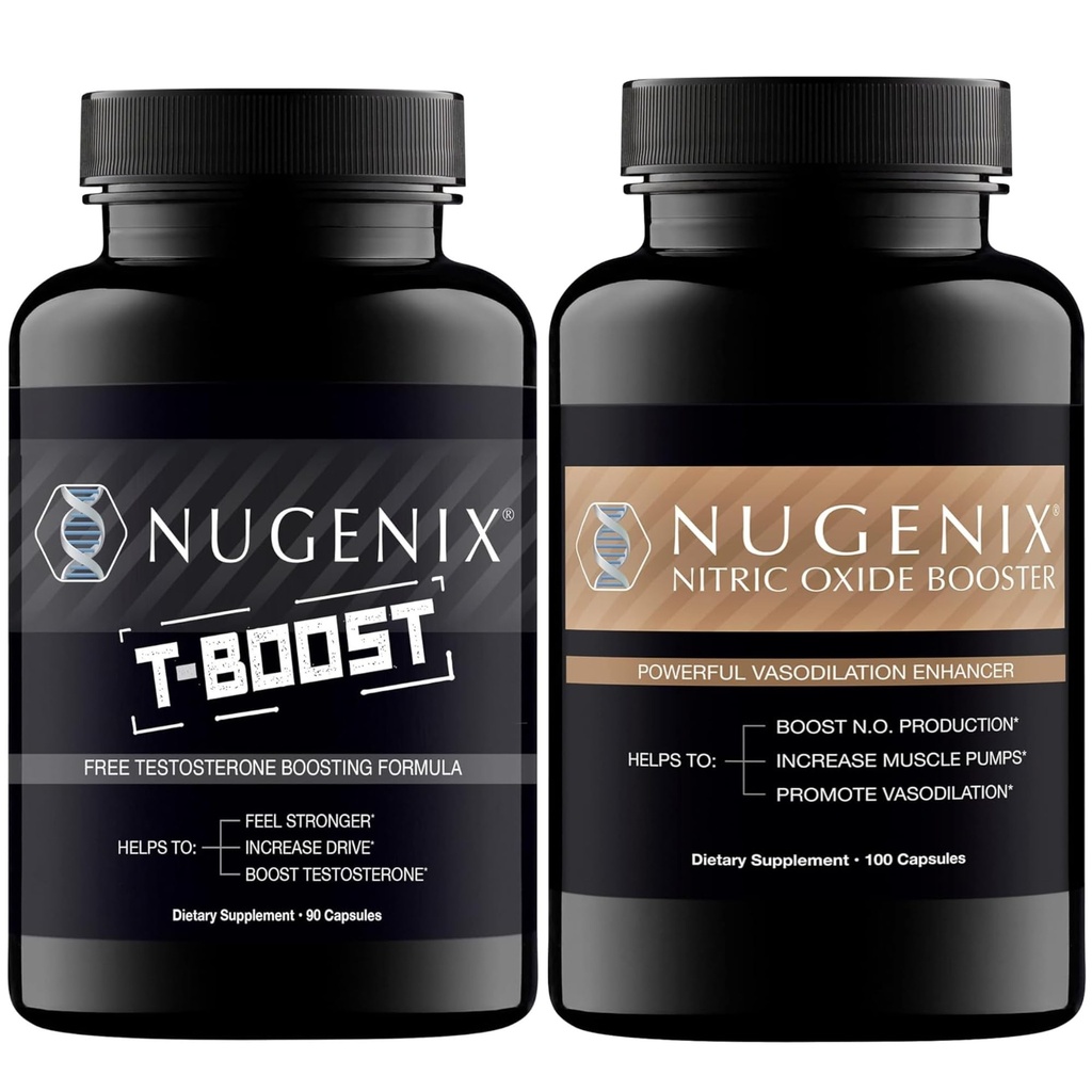 Nugenix Nitric 산화물 승압기 및 T-Boost 남자를 위한 자유로운 테스토스테론 승압기