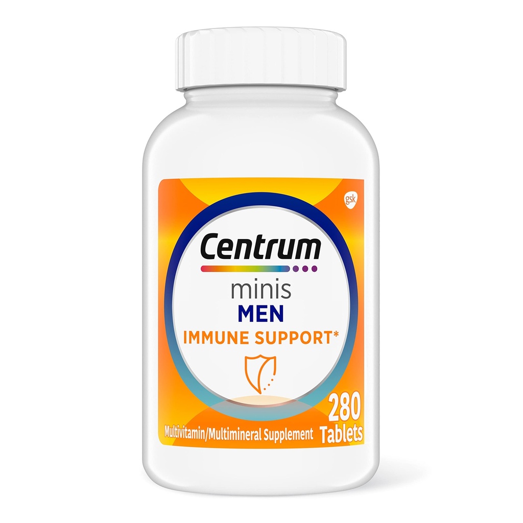 Centrum Minis Men's Daily Multivitamin for Men for 아연과 비타민 C, 280 미니 태블릿, 140 일 공급