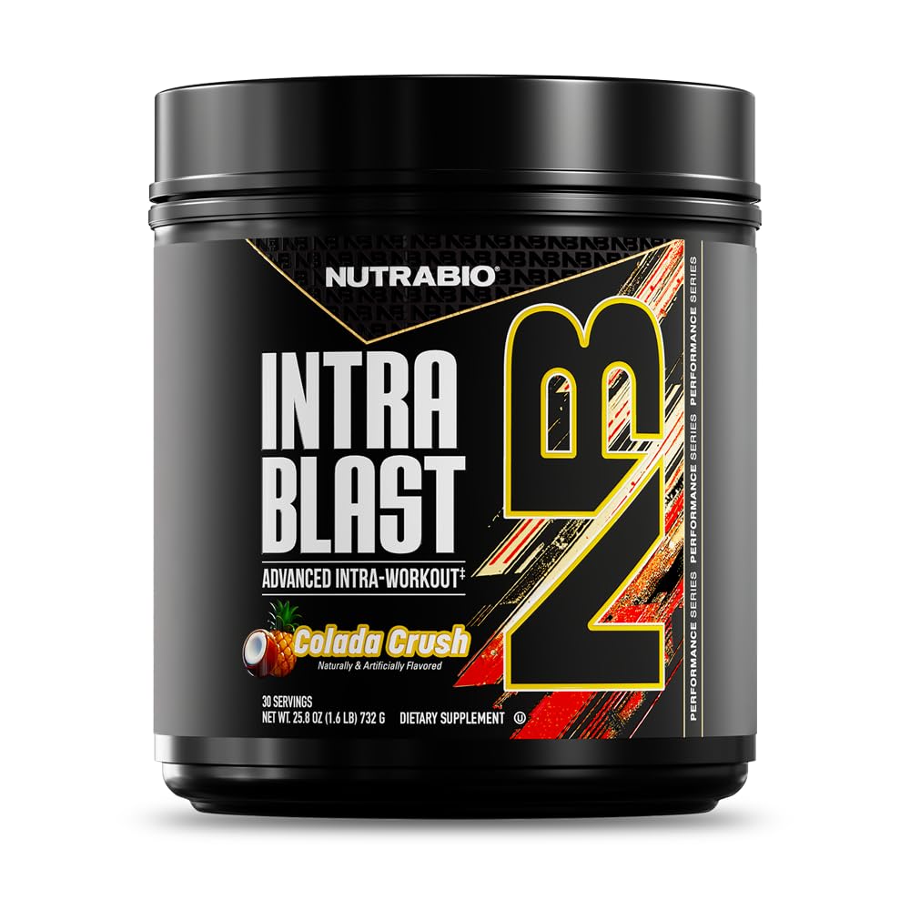 NutraBio Intra Blast Bcaa 분말 아미노산 보충교재, Electrolyte & Hydration 혼합, Intra, 전 운동 & 근육 회복, 20g Eaa 아미노산 분말, 5g 글루타민 - 뉴욕 펀치, 30 서빙
